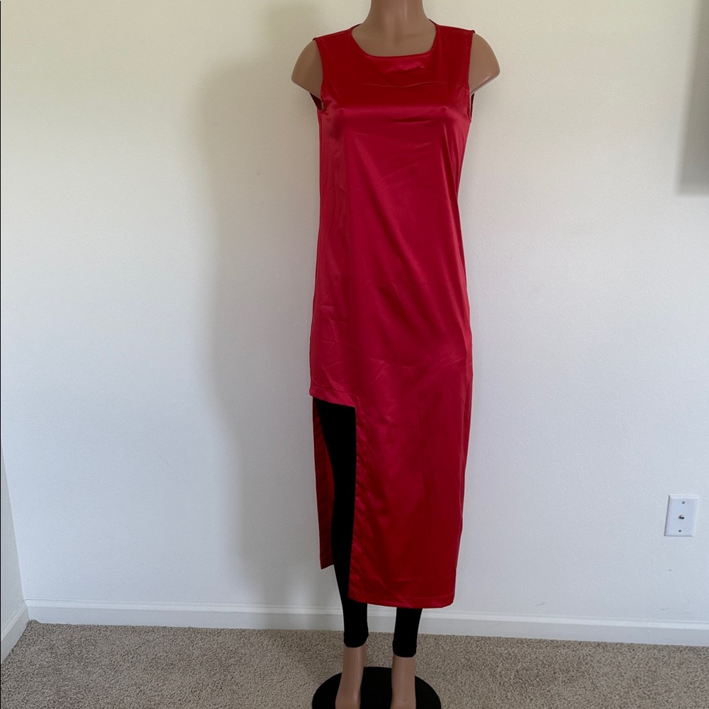 Chic Asymmetrical Red Dress Christmas dress size 44 stretchy material